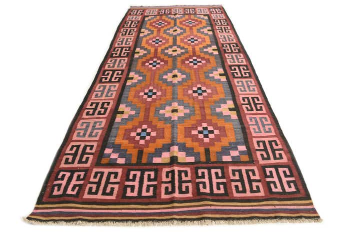 4' 10 x 12' Hand Woven Kilim Fars Wool Runner Rug