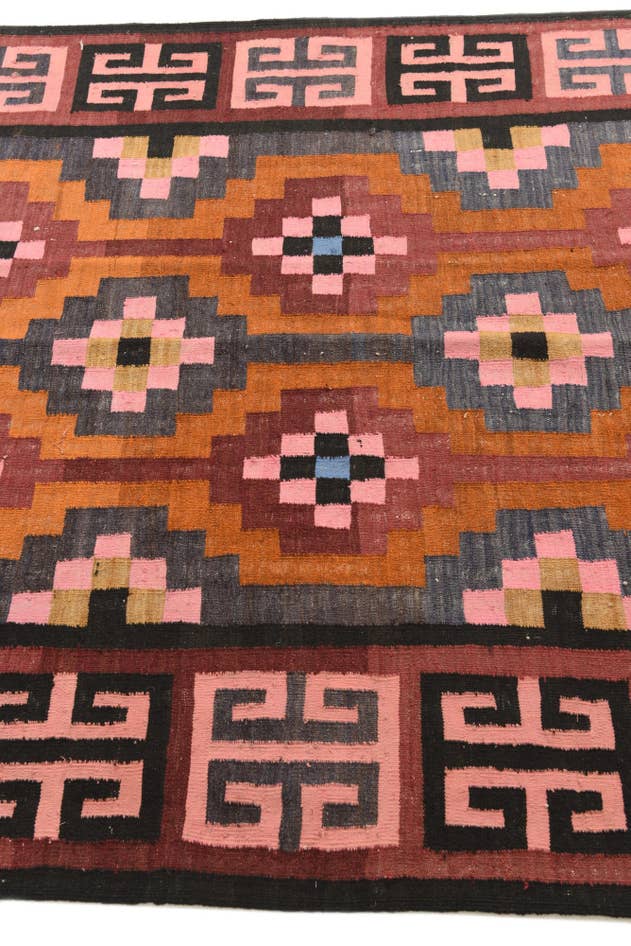 Detail image of 4' 10 x 12' Hand Woven Kilim Fars Wool Runner Rug