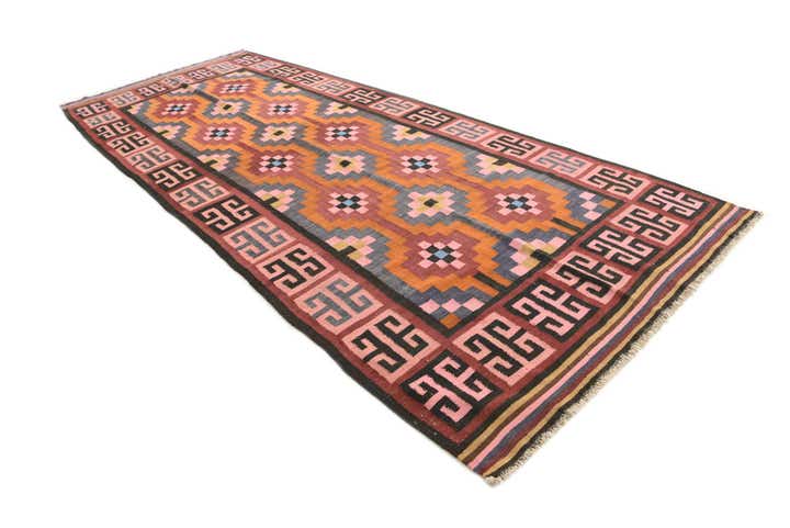 4' 10 x 12' Hand Woven Kilim Fars Wool Runner Rug