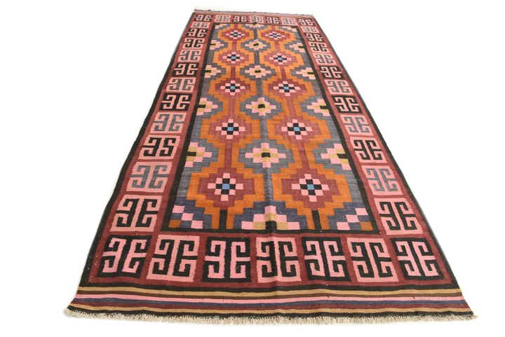 4' 10 x 12' Hand Woven Kilim Fars Wool Runner Rug