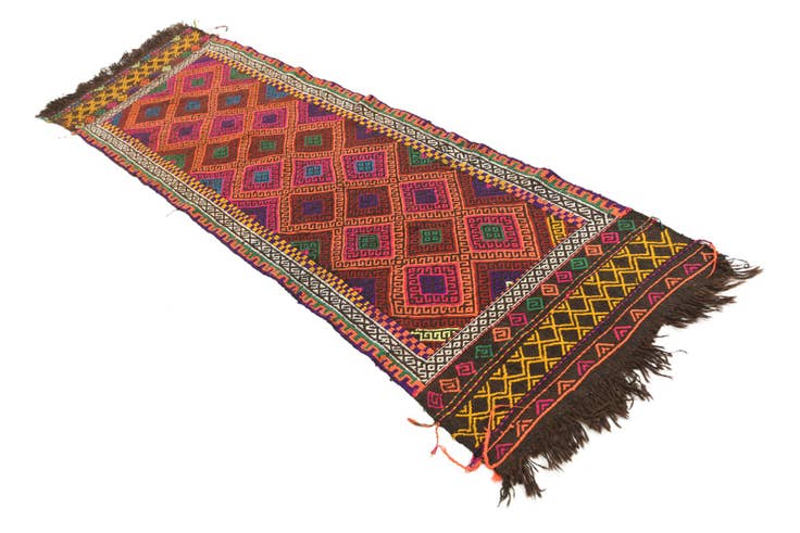 Detail image of 2' 3 x 7' 8 Hand Woven Kilim Fars Wool Runner Rug