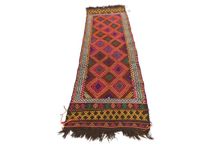 Detail image of 2' 3 x 7' 8 Hand Woven Kilim Fars Wool Runner Rug