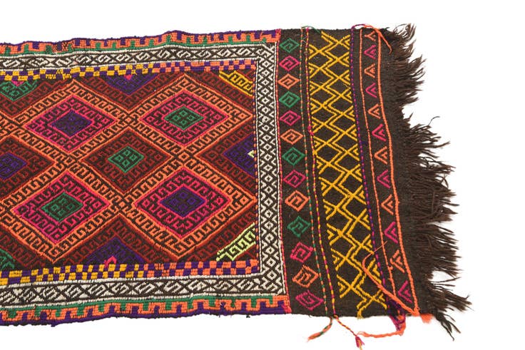 Detail image of 2' 3 x 7' 8 Hand Woven Kilim Fars Wool Runner Rug
