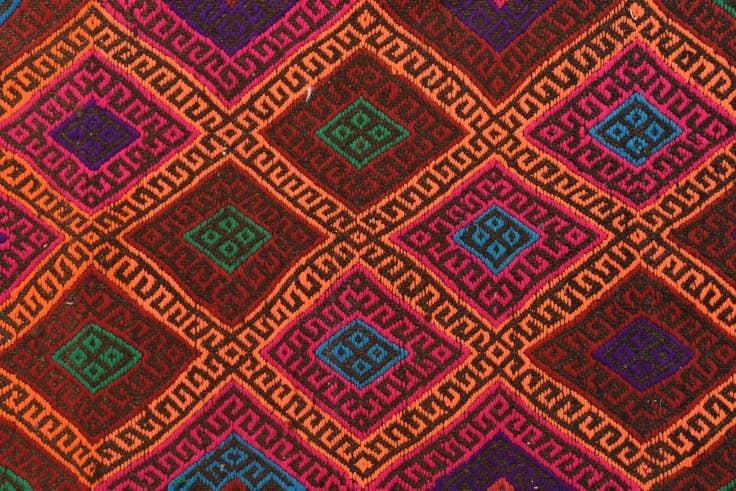 Detail image of 2' 3 x 7' 8 Hand Woven Kilim Fars Wool Runner Rug