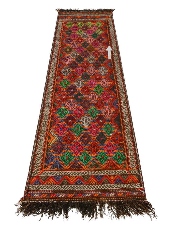 2' 7 x 9' 2 Hand Woven Kilim Fars Wool Runner Rug