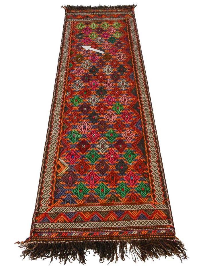 Detail image of 2' 7 x 9' 2 Hand Woven Kilim Fars Wool Runner Rug