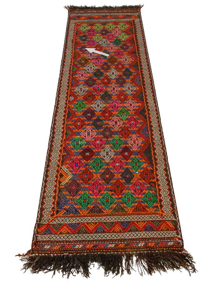 2' 7 x 9' 2 Hand Woven Kilim Fars Wool Runner Rug
