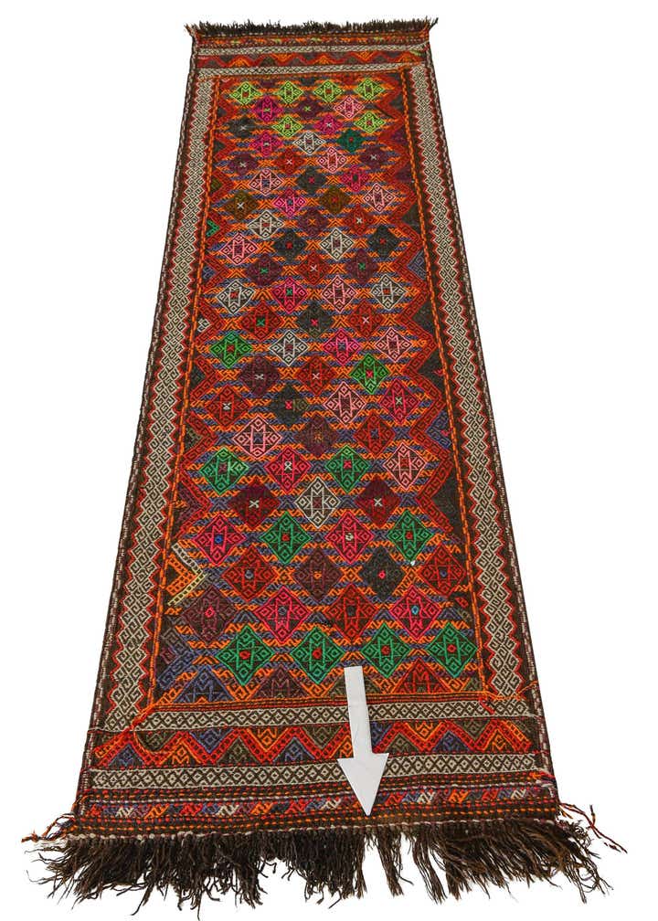 2' 7 x 9' 2 Hand Woven Kilim Fars Wool Runner Rug