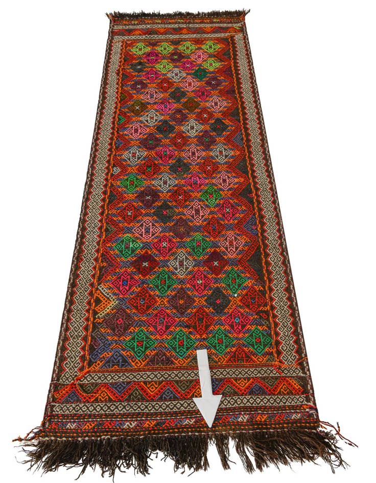 Detail image of 2' 7 x 9' 2 Hand Woven Kilim Fars Wool Runner Rug