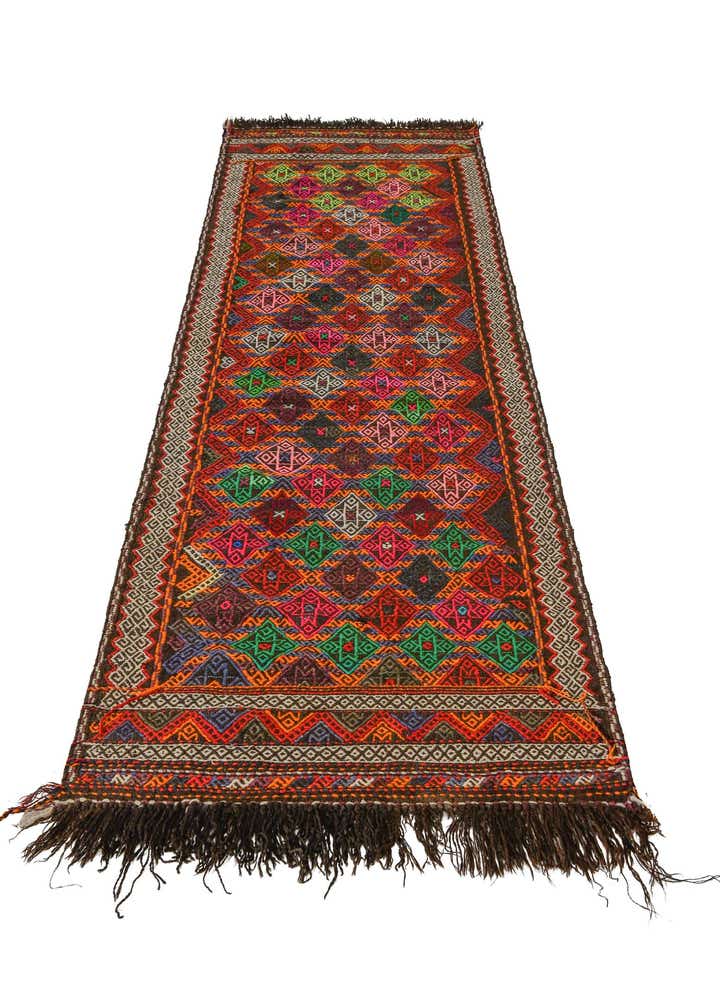 2' 7 x 9' 2 Hand Woven Kilim Fars Wool Runner Rug