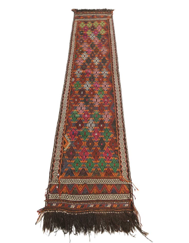 Detail image of 2' 7 x 9' 2 Hand Woven Kilim Fars Wool Runner Rug