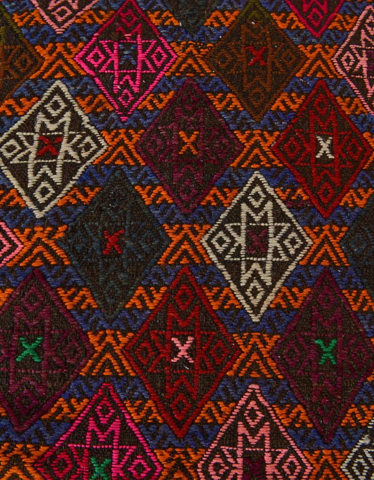 Detail image of 2' 7 x 9' 2 Hand Woven Kilim Fars Wool Runner Rug