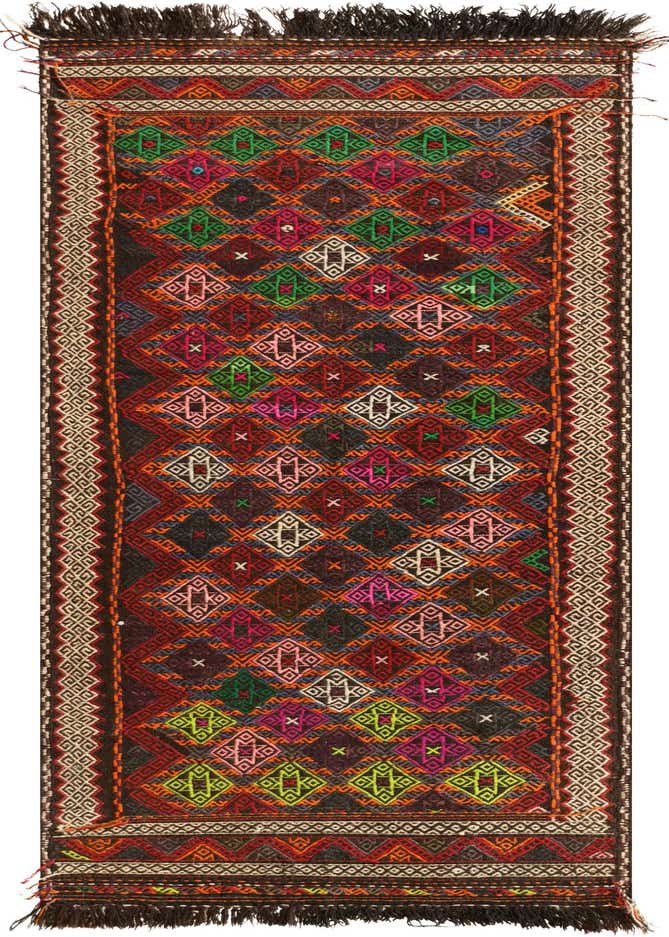 2' 7 x 9' 2 Hand Woven Kilim Fars Wool Runner Rug