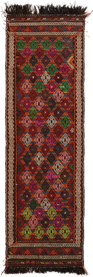 Detail image of 2' 7 x 9' 2 Hand Woven Kilim Fars Wool Runner Rug