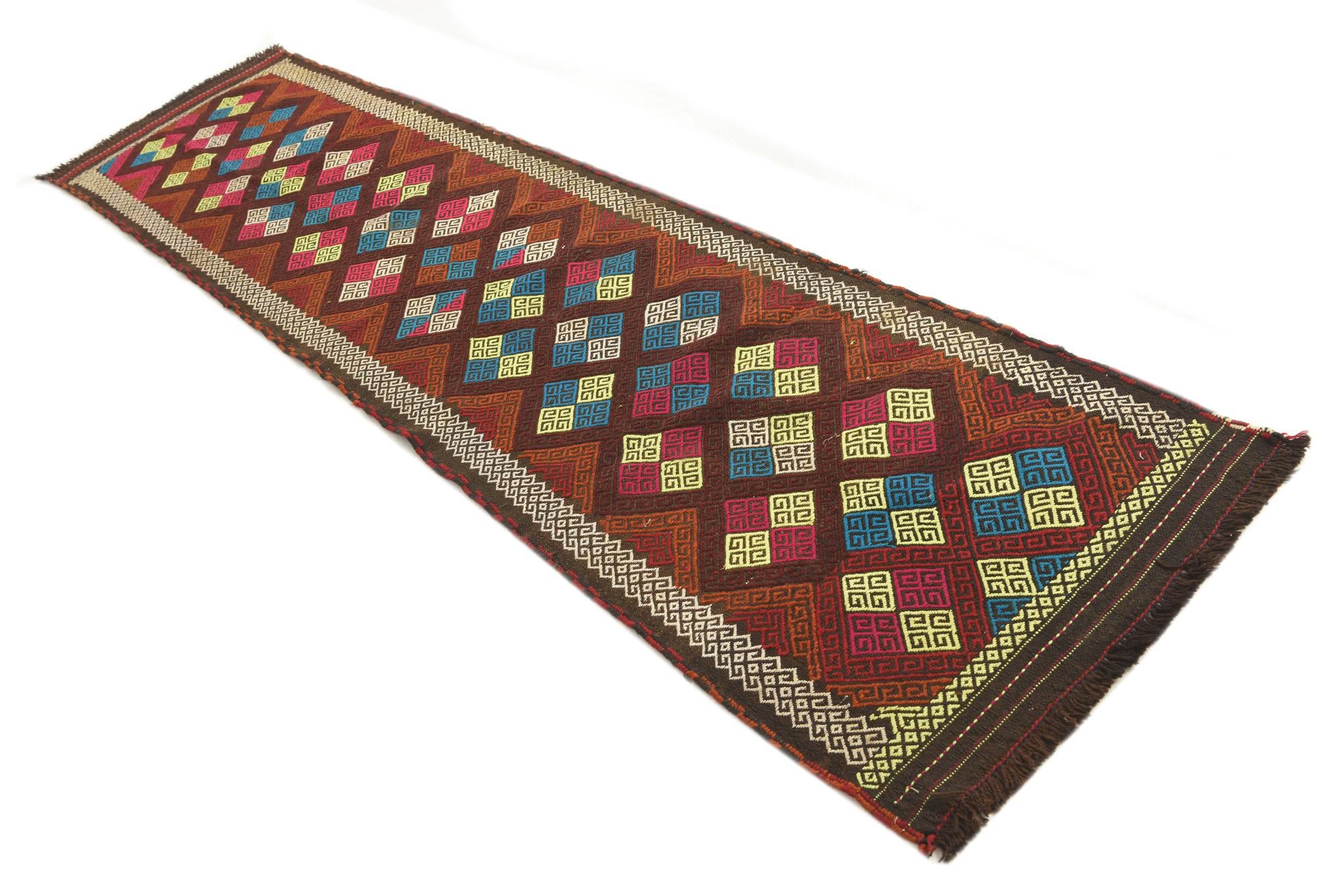 2' 5 x 10' 1 Hand Woven Kilim Fars Wool Runner Rug