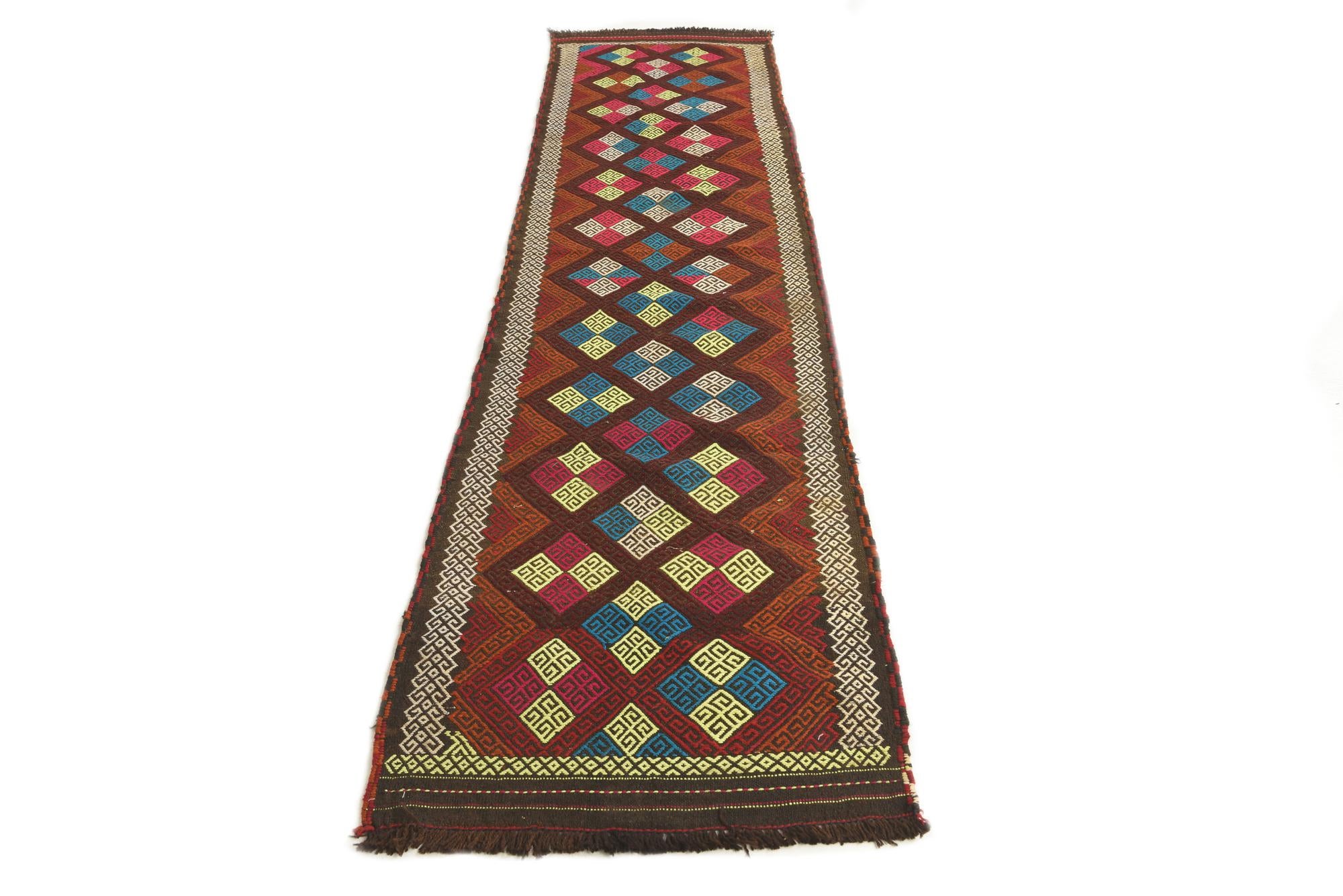 2' 5 x 10' 1 Hand Woven Kilim Fars Wool Runner Rug