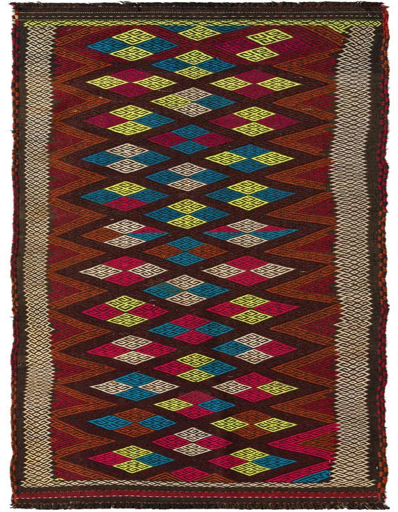 Detail image of 2' 5 x 10' 1 Hand Woven Kilim Fars Wool Runner Rug