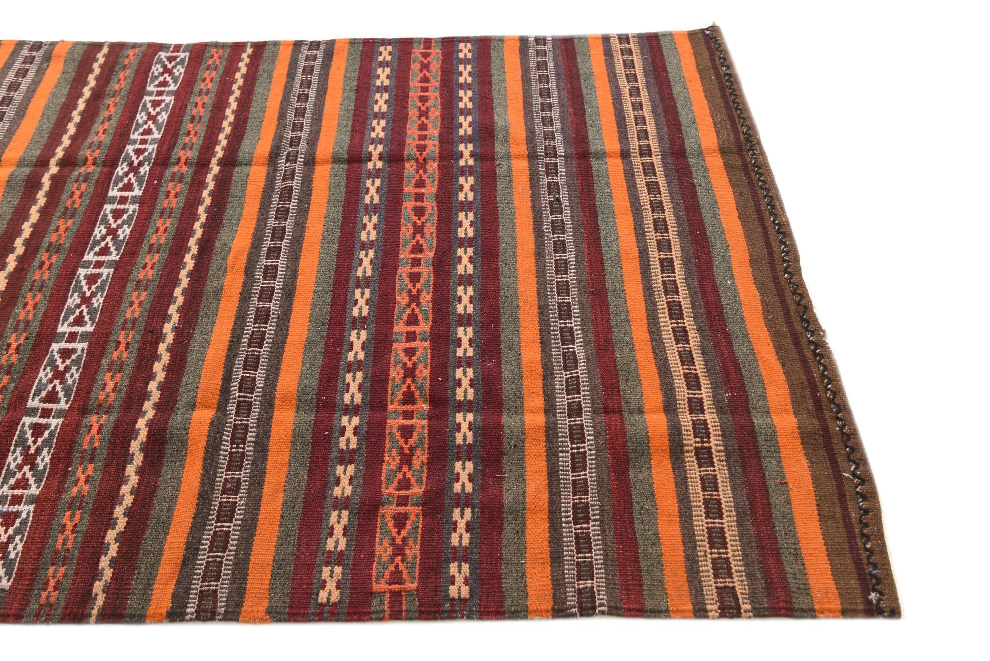 4' 1 x 8' 10 Hand Woven Kilim Fars Wool Runner Rug