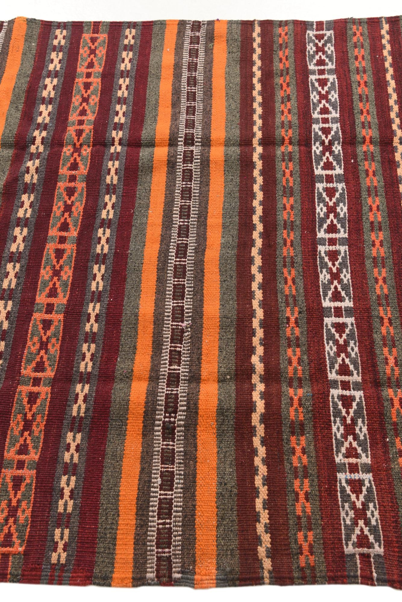 4' 1 x 8' 10 Hand Woven Kilim Fars Wool Runner Rug