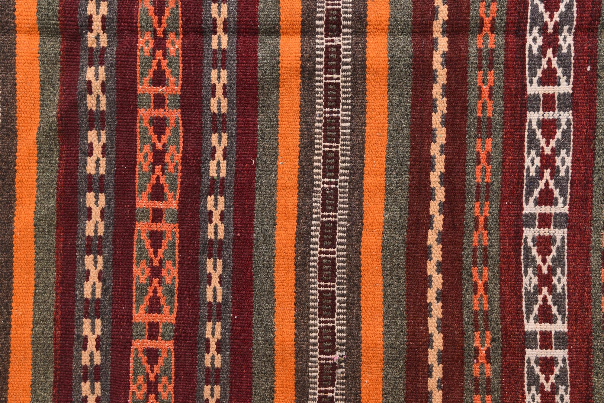 4' 1 x 8' 10 Hand Woven Kilim Fars Wool Runner Rug