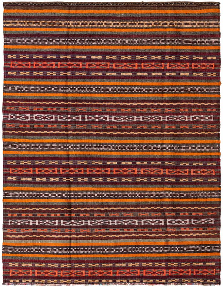 Detail image of 4' 1 x 8' 10 Hand Woven Kilim Fars Wool Runner Rug