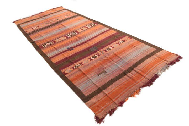 4' 9 x 12' Hand Woven Kilim Fars Wool Runner Rug