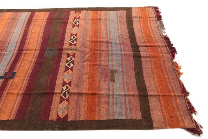 4' 9 x 12' Hand Woven Kilim Fars Wool Runner Rug