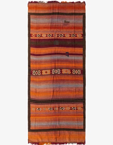4' 9 x 12' Hand Woven Kilim Fars Wool Runner Rug