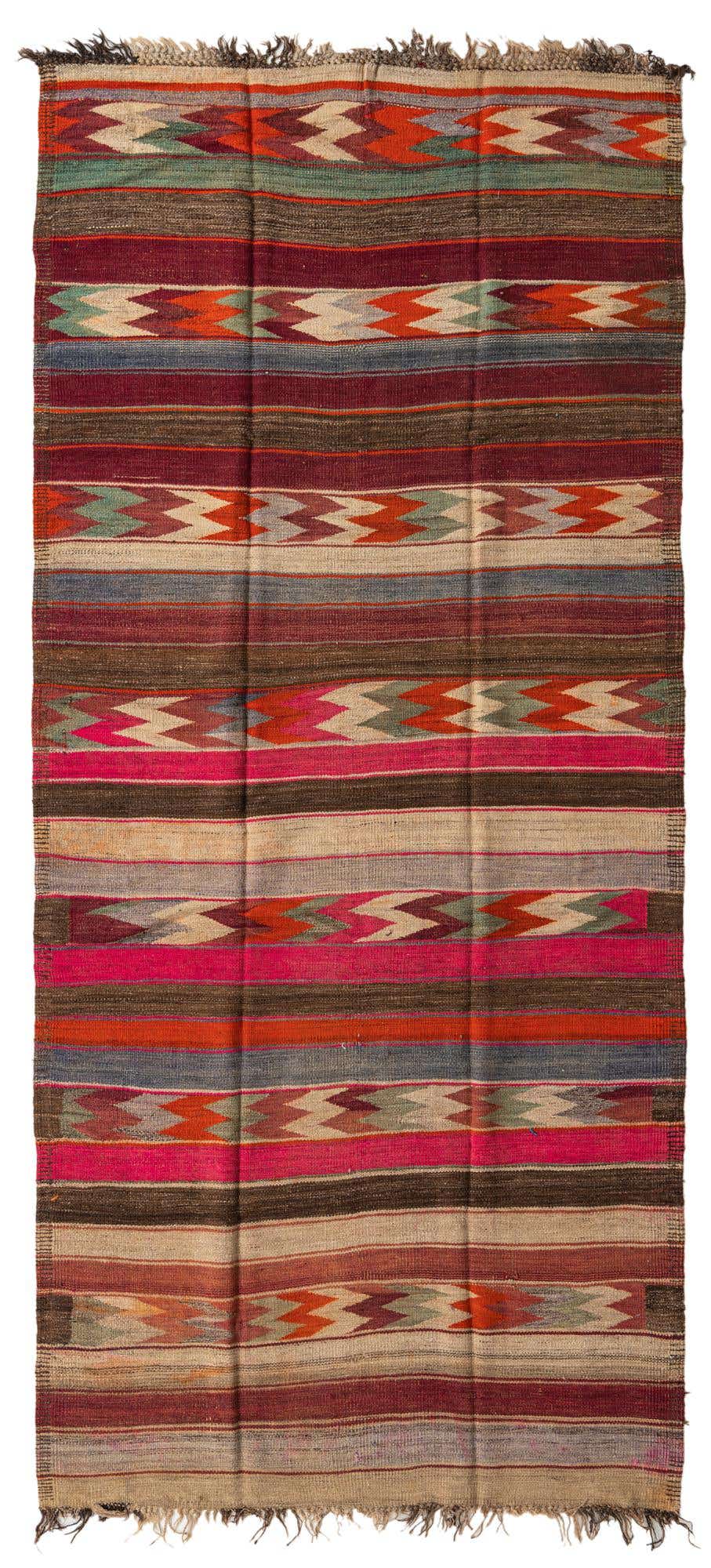 5' x 10' 10 Hand Woven Kilim Fars Wool Runner Rug