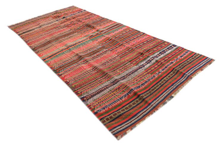 Detail image of 4' 3 x 10' Hand Woven Kilim Fars Wool Runner Rug