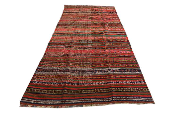4' 3 x 10' Hand Woven Kilim Fars Wool Runner Rug