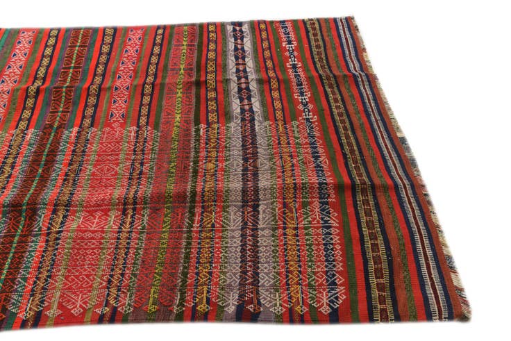 Detail image of 4' 3 x 10' Hand Woven Kilim Fars Wool Runner Rug