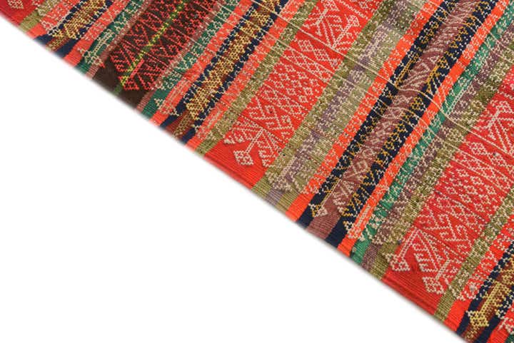4' 3 x 10' Hand Woven Kilim Fars Wool Runner Rug