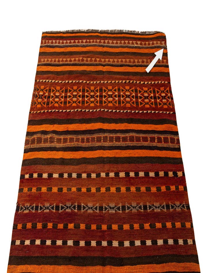 Detail image of 4' 2 x 10' 7  Hand Woven Kilim Fars Wool Runner Rug