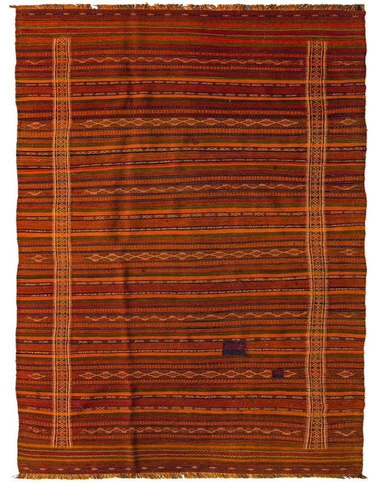 Detail image of 4' 5 x 11' 10 Hand Woven Kilim Fars Wool Runner Rug
