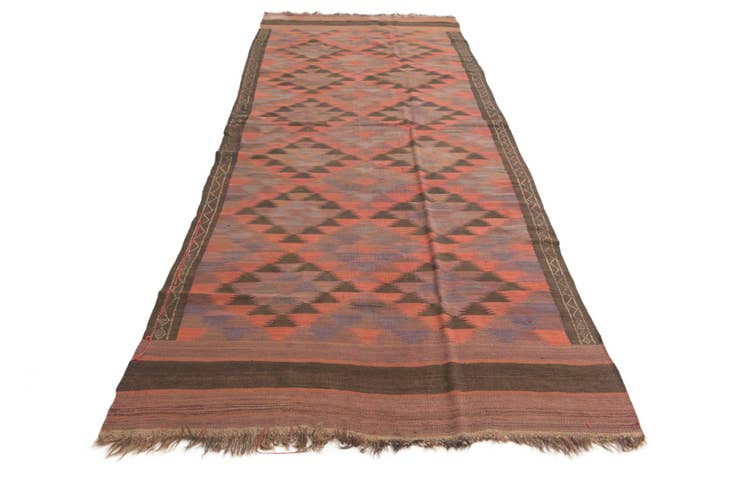 Detail image of 4' 5 x 11' 9 Hand Woven Kilim Fars Wool Runner Rug