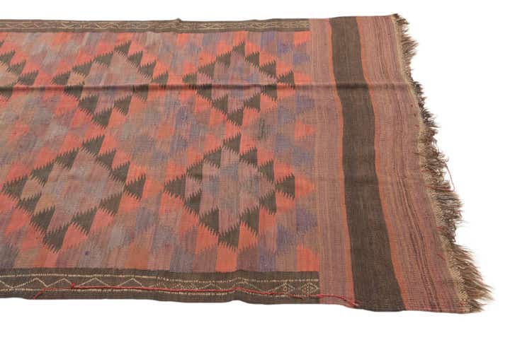 4' 5 x 11' 9 Hand Woven Kilim Fars Wool Runner Rug