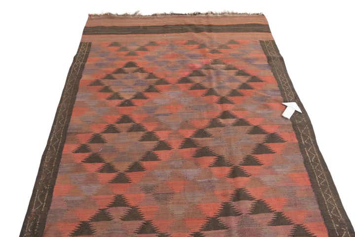 4' 5 x 11' 9 Hand Woven Kilim Fars Wool Runner Rug