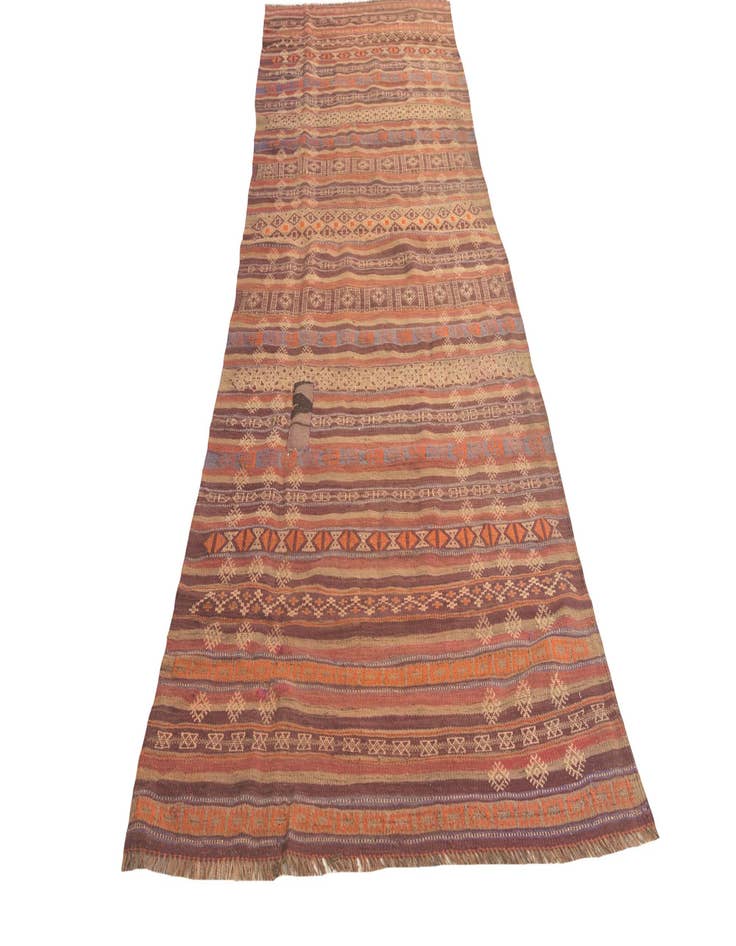 Detail image of 3' 7 x 10' 9  Hand Woven Kilim Fars Wool Runner Rug