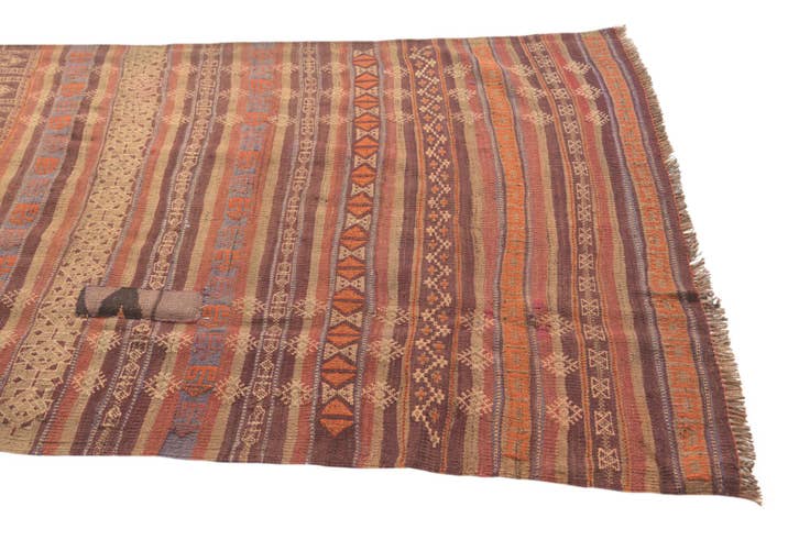 Detail image of 3' 7 x 10' 9 Hand Woven Kilim Fars Wool Runner Rug
