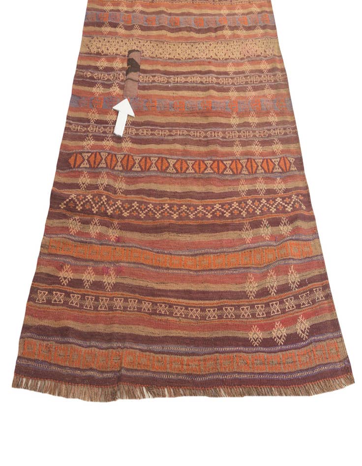 Detail image of 3' 7 x 10' 9  Hand Woven Kilim Fars Wool Runner Rug