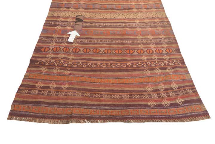 3' 7 x 10' 9 Hand Woven Kilim Fars Wool Runner Rug