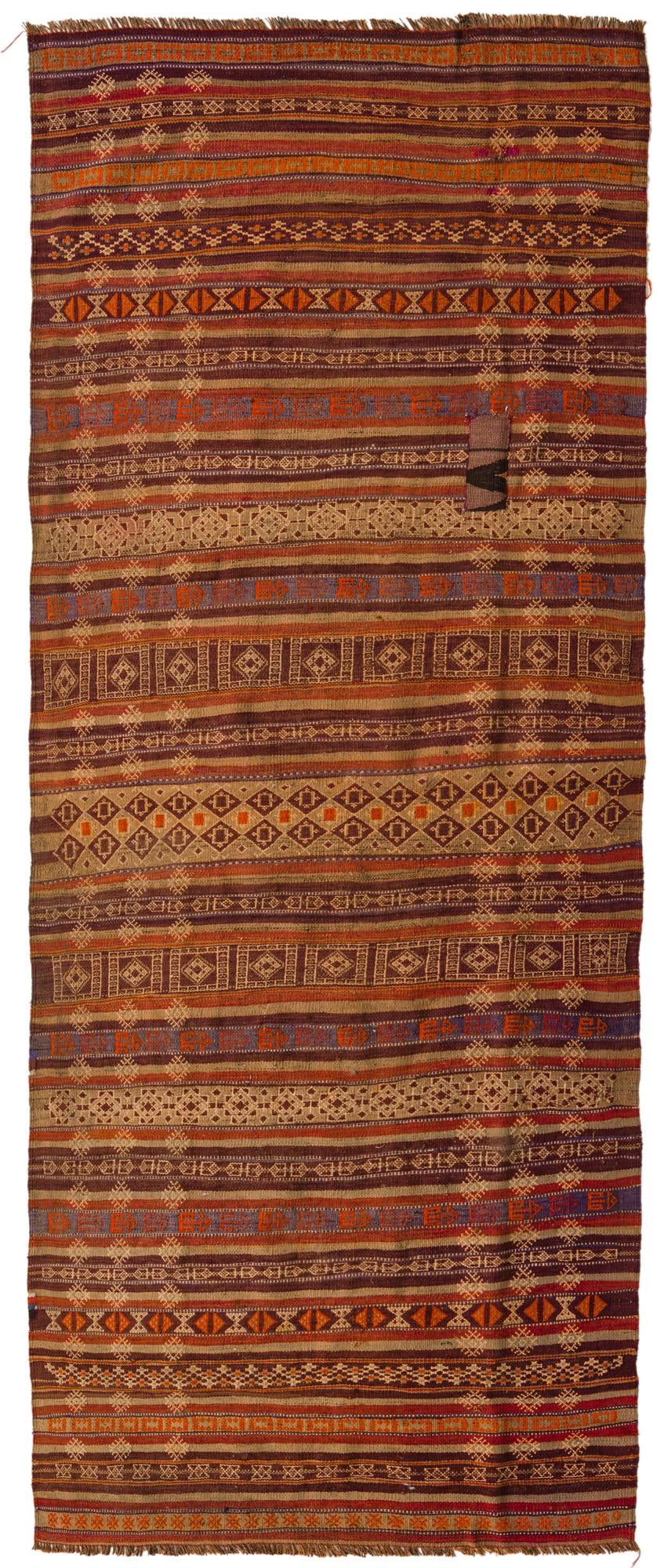 3' 7 x 10' 9 Hand Woven Kilim Fars Wool Runner Rug