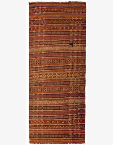 3' 7 x 10' 9 Hand Woven Kilim Fars Wool Runner Rug