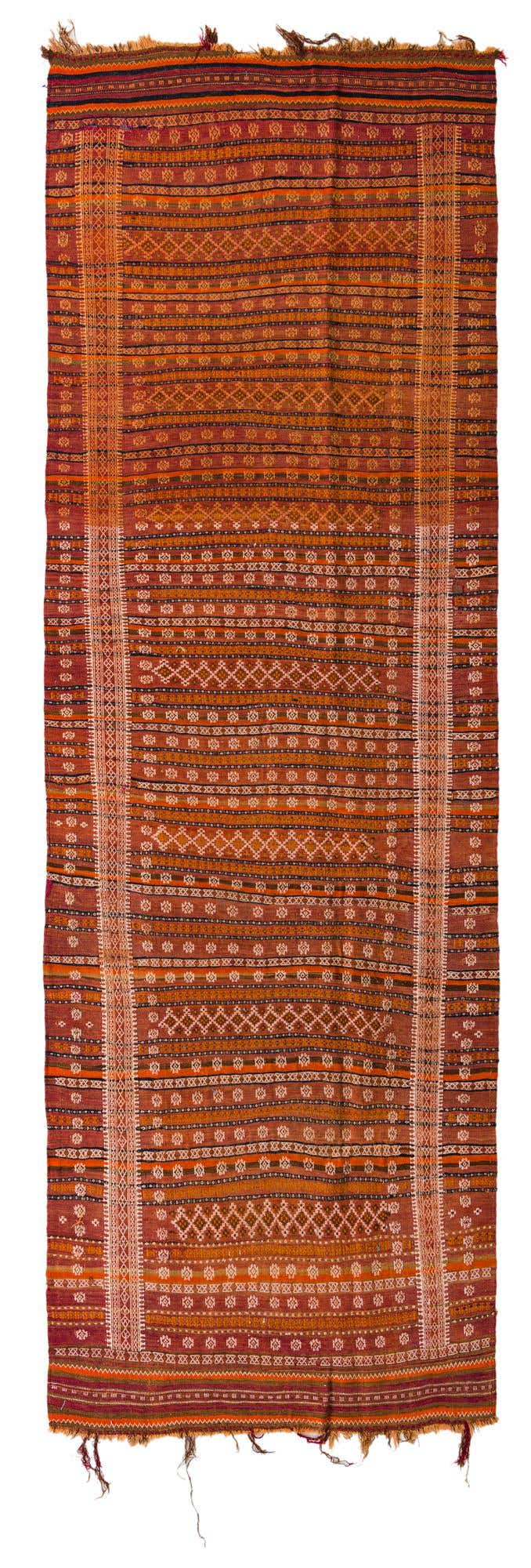 4' 6 x 13' Hand Woven Kilim Fars Wool Runner Rug