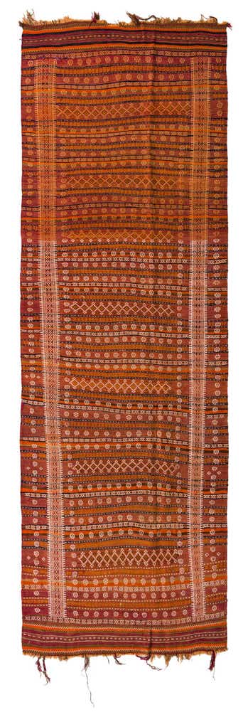 4' 6 x 13' Hand Woven Kilim Fars Wool Runner Rug