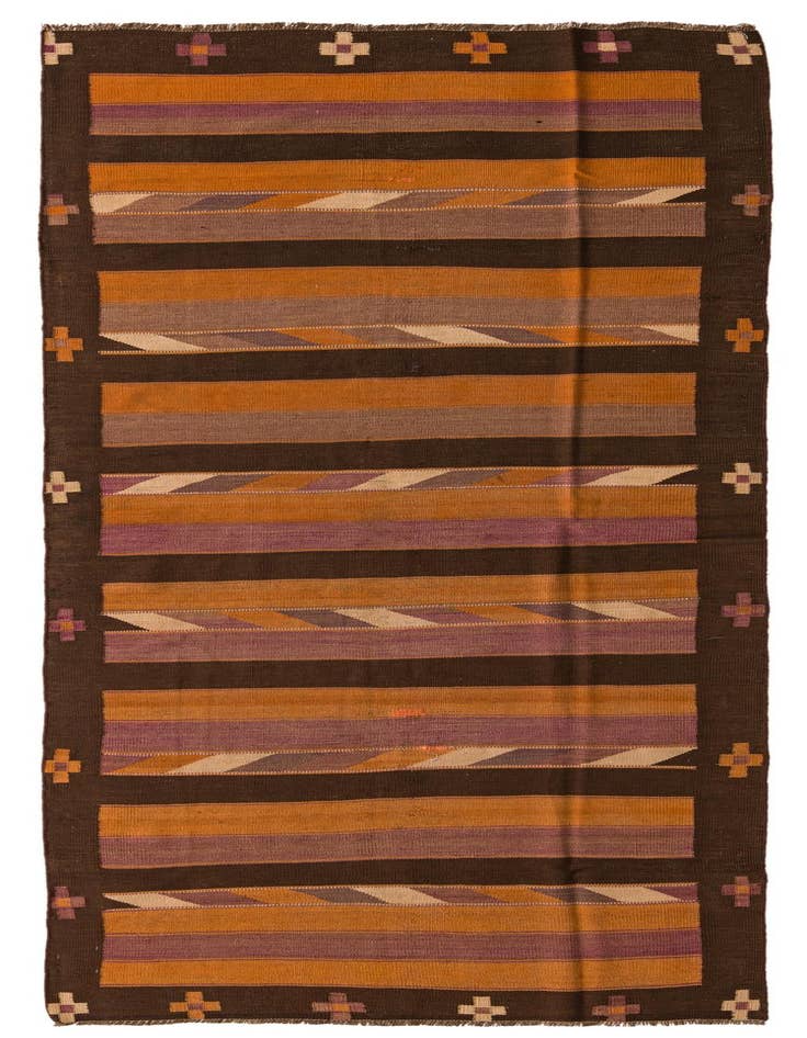 Detail image of 4' 2 x 11' 9 Hand Woven Kilim Fars Wool Runner Rug