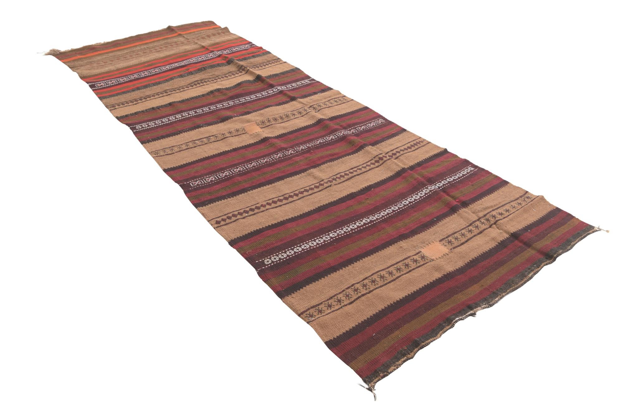 3' 9 x 10' 2 Hand Woven Kilim Fars Wool Runner Rug