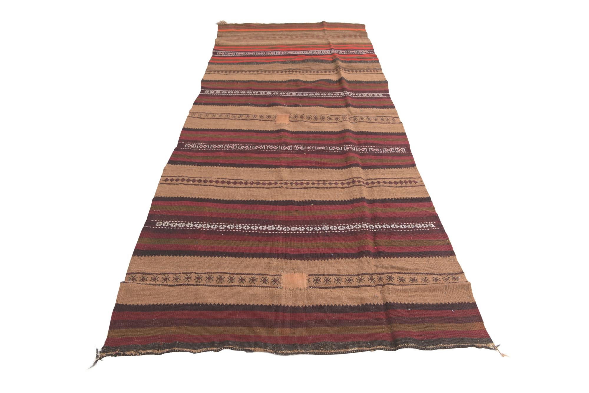 3' 9 x 10' 2 Hand Woven Kilim Fars Wool Runner Rug