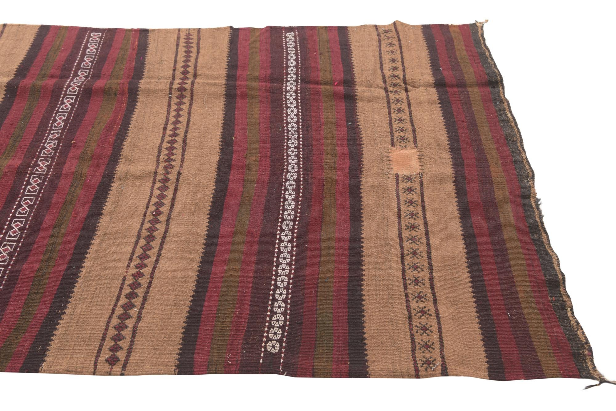 3' 9 x 10' 2 Hand Woven Kilim Fars Wool Runner Rug